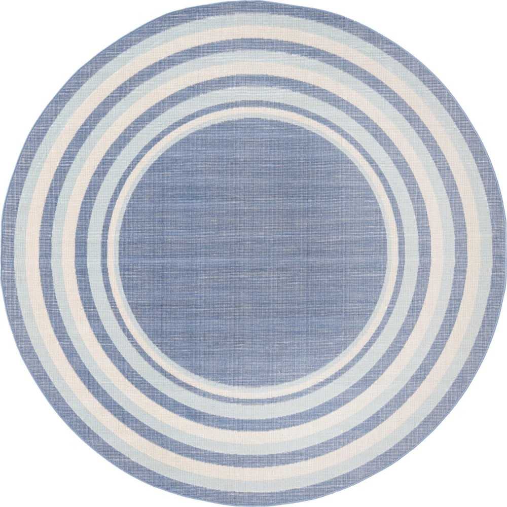 Rug Unique Loom Lotus Blue Round 7' 0 x 7' 0