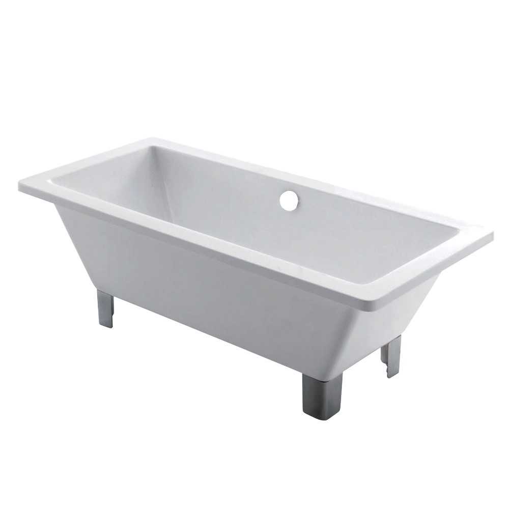 Aqua Eden 67-Inch Acrylic Double Ended Clawfoot Tub (No Faucet Drillings), White/Polished Chrome