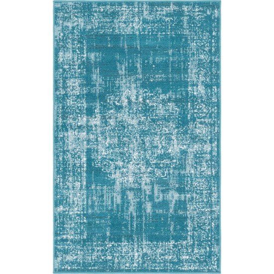 Rug Unique Loom Aarhus Teal Rectangular 3' 0 x 5' 0