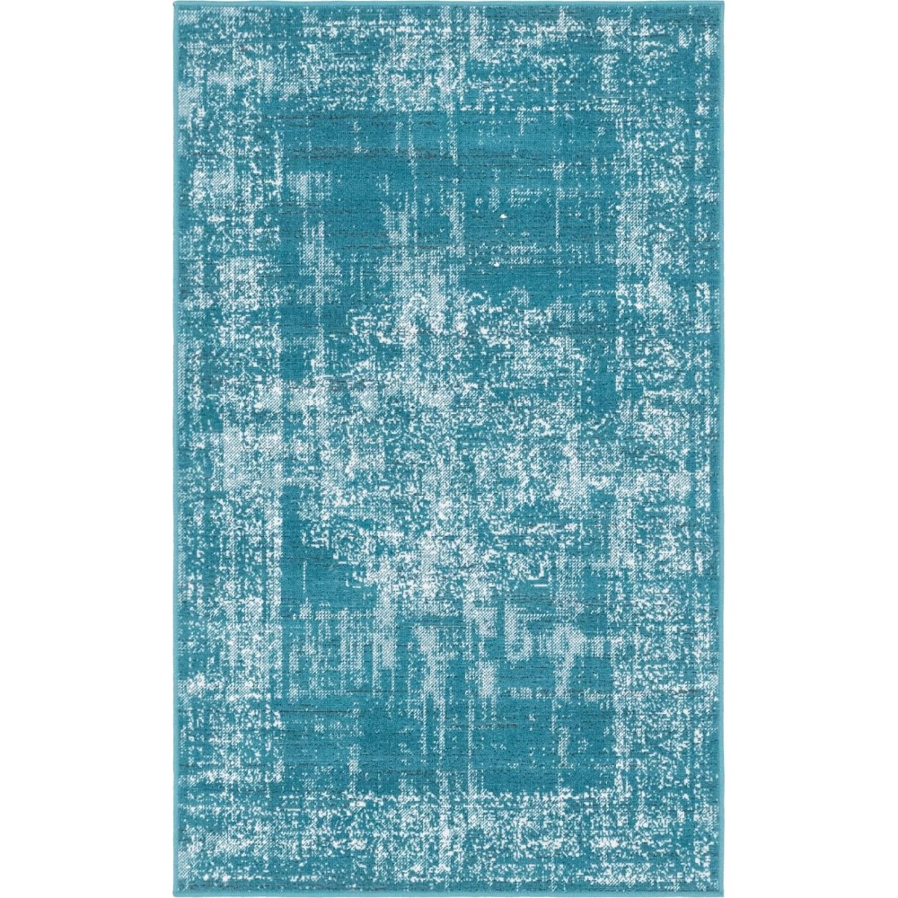 Rug Unique Loom Aarhus Teal Rectangular 3' 0 x 5' 0