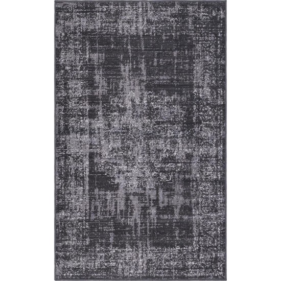 Rug Unique Loom Aarhus Dark Gray Rectangular 3' 0 x 5' 0