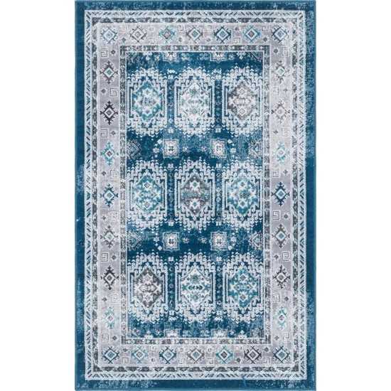 Rug Unique Loom Aarhus Blue Rectangular 3' 0 x 5' 0