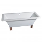 Aqua Eden 67-Inch Acrylic Double Ended Clawfoot Tub (No Faucet Drillings), White/Naples Bronze