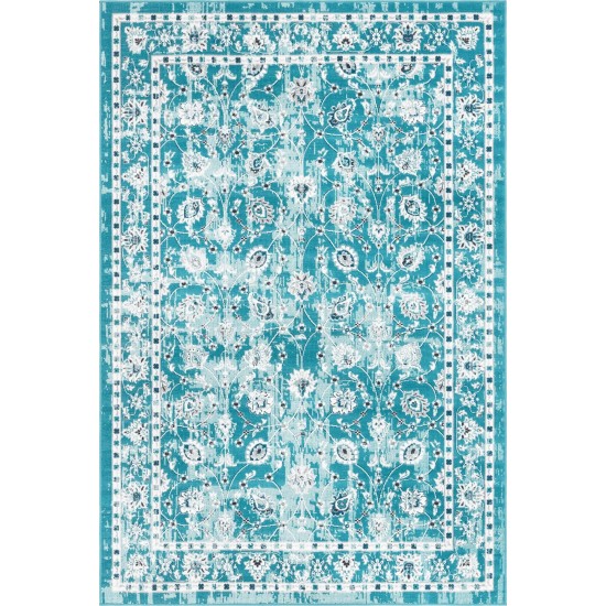 Rug Unique Loom Aarhus Teal Rectangular 6' 0 x 9' 0