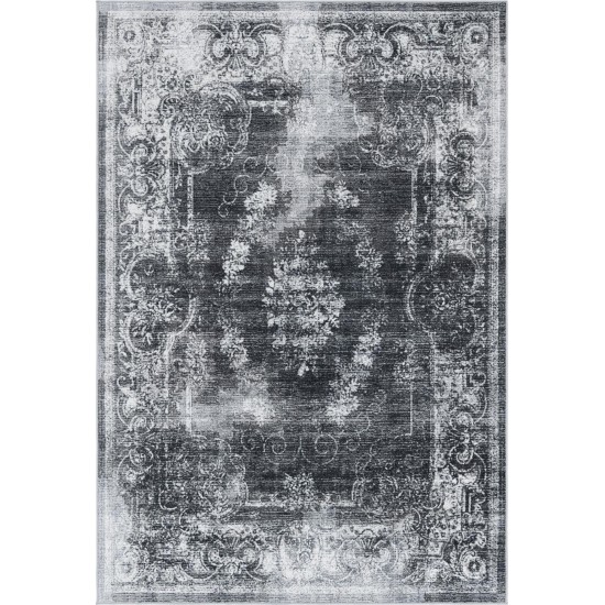 Rug Unique Loom Aarhus Charcoal Rectangular 6' 0 x 9' 0