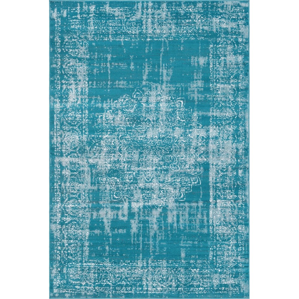 Rug Unique Loom Aarhus Teal Rectangular 6' 0 x 9' 0