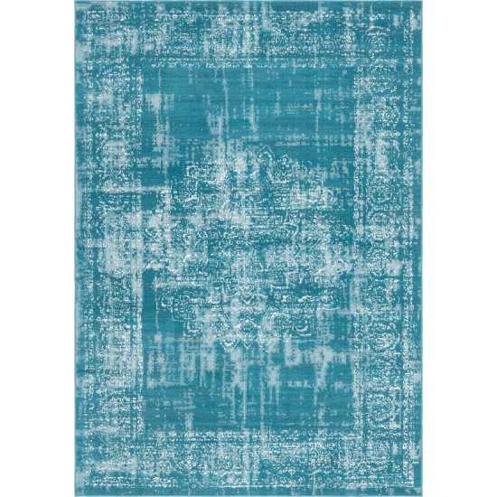 Rug Unique Loom Aarhus Teal Rectangular 7' 0 x 10' 0