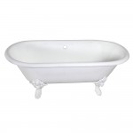 Aqua Eden 72-Inch Cast Iron Double Ended Clawfoot Tub (No Faucet Drillings), White