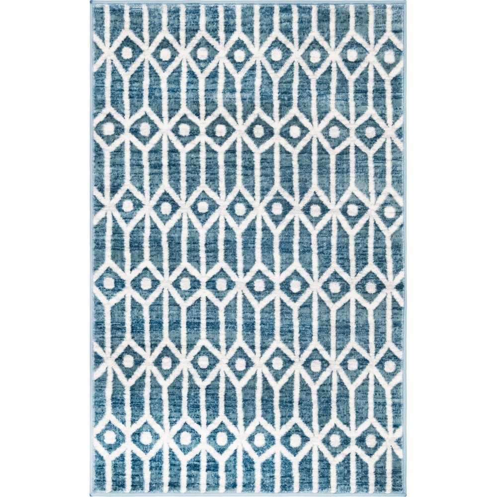 Rug Unique Loom Matrix Trellis Blue Rectangular 3' 3 x 5' 3