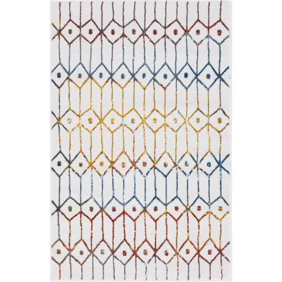 Rug Unique Loom Matrix Trellis Ivory/Blue Rectangular 3' 3 x 5' 3