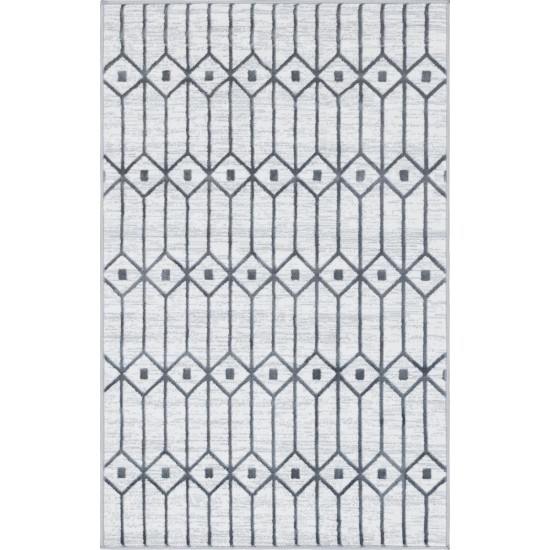 Rug Unique Loom Matrix Trellis Ivory/Gray Rectangular 3' 3 x 5' 3