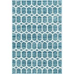 Rug Unique Loom Matrix Trellis Blue Rectangular 4' 0 x 6' 0