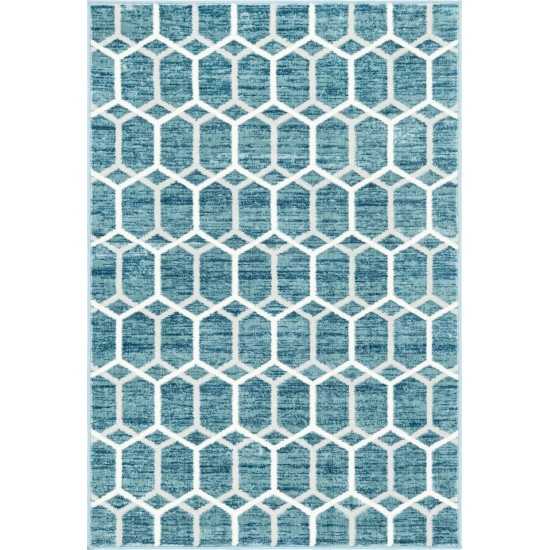 Rug Unique Loom Matrix Trellis Blue Rectangular 4' 0 x 6' 0