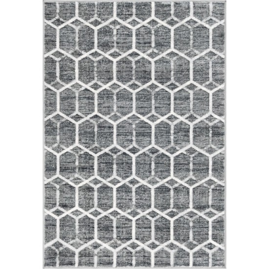 Rug Unique Loom Matrix Trellis Gray Rectangular 4' 0 x 6' 0