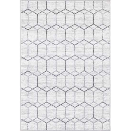 Rug Unique Loom Matrix Trellis Ivory Rectangular 4' 0 x 6' 0