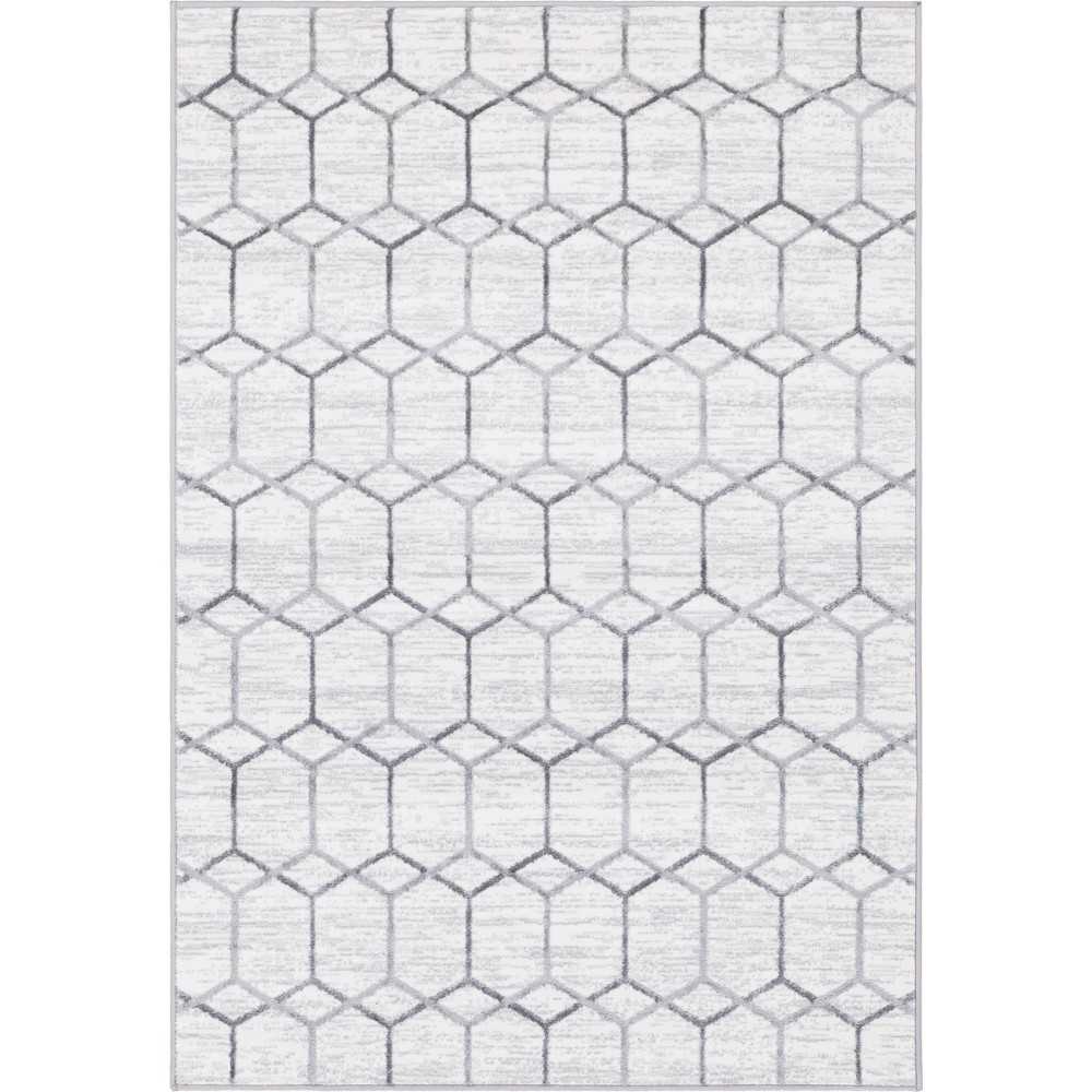 Rug Unique Loom Matrix Trellis Ivory Rectangular 4' 0 x 6' 0