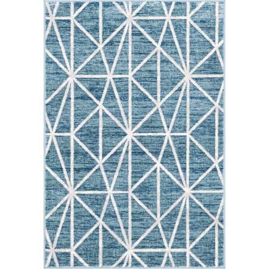 Rug Unique Loom Matrix Trellis Blue Rectangular 4' 0 x 6' 0