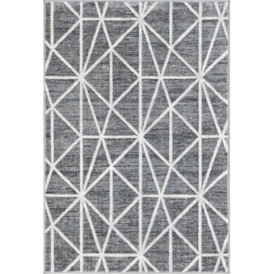 Rug Unique Loom Matrix Trellis Dark Gray Rectangular 4' 0 x 6' 0