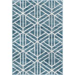 Rug Unique Loom Matrix Trellis Blue Rectangular 4' 0 x 6' 0