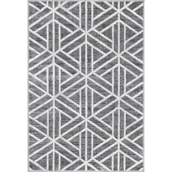 Rug Unique Loom Matrix Trellis Dark Gray Rectangular 4' 0 x 6' 0