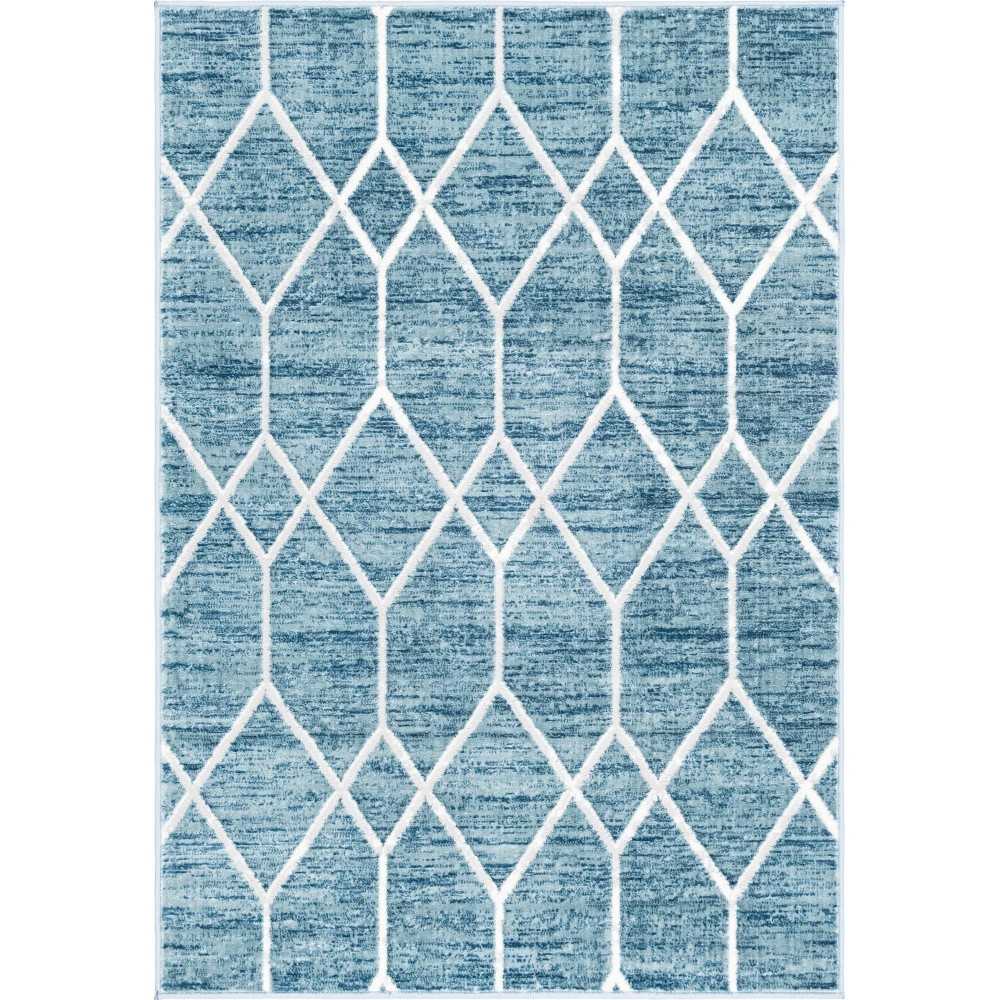 Rug Unique Loom Matrix Trellis Blue Rectangular 4' 0 x 6' 0