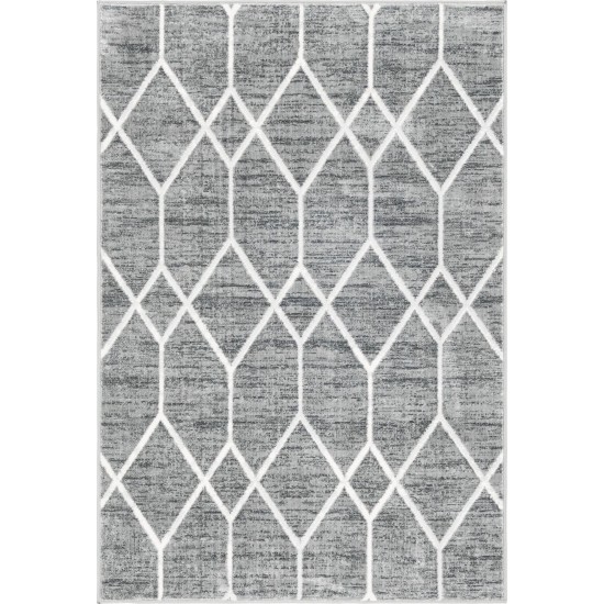 Rug Unique Loom Matrix Trellis Dark Gray Rectangular 4' 0 x 6' 0