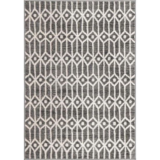 Rug Unique Loom Matrix Trellis Gray Rectangular 4' 0 x 6' 0