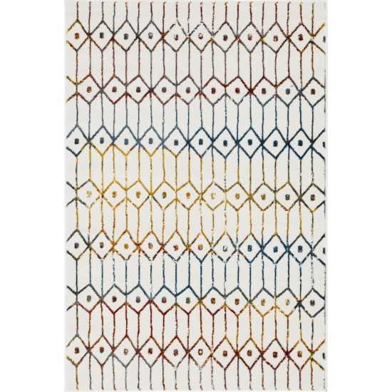 Rug Unique Loom Matrix Trellis Ivory/Blue Rectangular 4' 0 x 6' 0