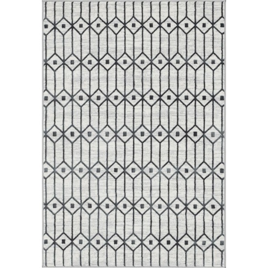 Rug Unique Loom Matrix Trellis Ivory/Gray Rectangular 4' 0 x 6' 0