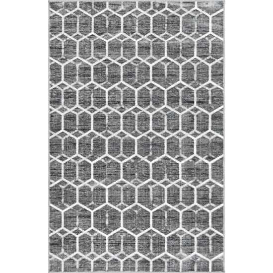 Rug Unique Loom Matrix Trellis Gray Rectangular 5' 0 x 8' 0