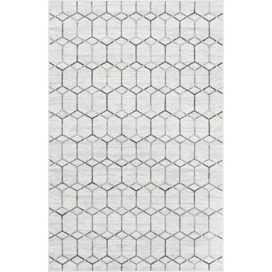 Rug Unique Loom Matrix Trellis Ivory Rectangular 5' 0 x 8' 0