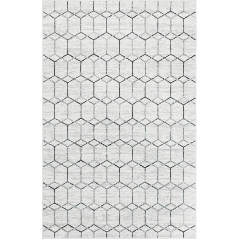 Rug Unique Loom Matrix Trellis Ivory Rectangular 5' 0 x 8' 0