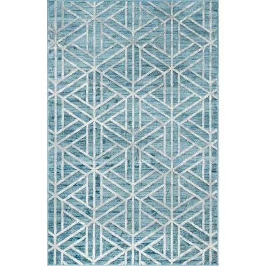 Rug Unique Loom Matrix Trellis Blue Rectangular 5' 0 x 8' 0