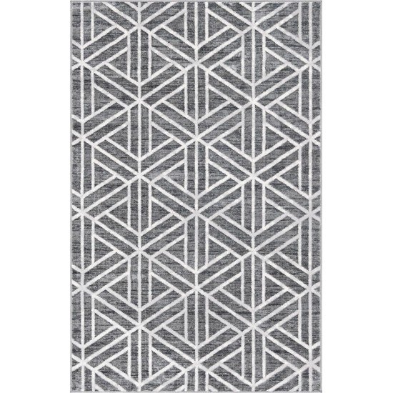 Rug Unique Loom Matrix Trellis Dark Gray Rectangular 5' 0 x 8' 0