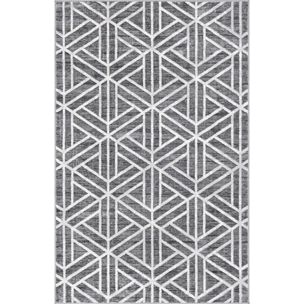 Rug Unique Loom Matrix Trellis Dark Gray Rectangular 5' 0 x 8' 0