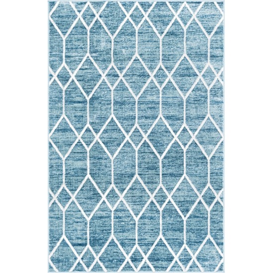 Rug Unique Loom Matrix Trellis Blue Rectangular 5' 0 x 8' 0