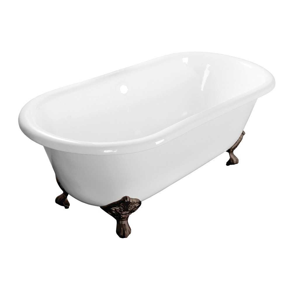 Aqua Eden 60-Inch Cast Iron Double Ended Clawfoot Tub (No Faucet Drillings), White/Oil Rubbed Bronze