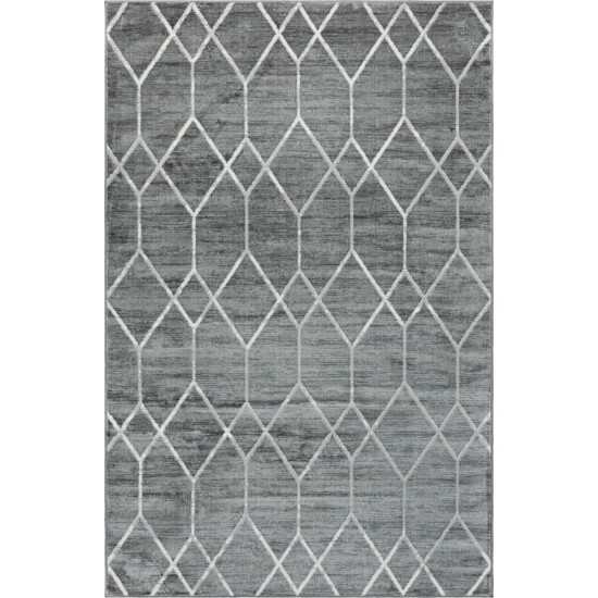 Rug Unique Loom Matrix Trellis Dark Gray Rectangular 5' 0 x 8' 0