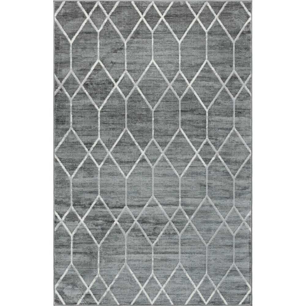 Rug Unique Loom Matrix Trellis Dark Gray Rectangular 5' 0 x 8' 0