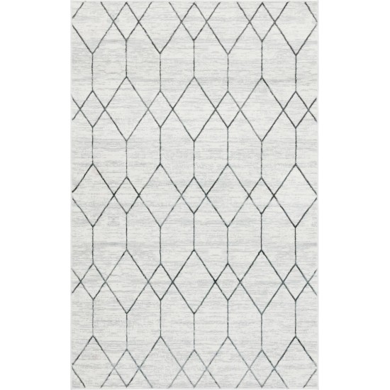 Rug Unique Loom Matrix Trellis Ivory Rectangular 5' 0 x 8' 0