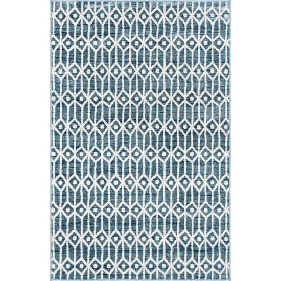 Rug Unique Loom Matrix Trellis Blue Rectangular 5' 0 x 8' 0