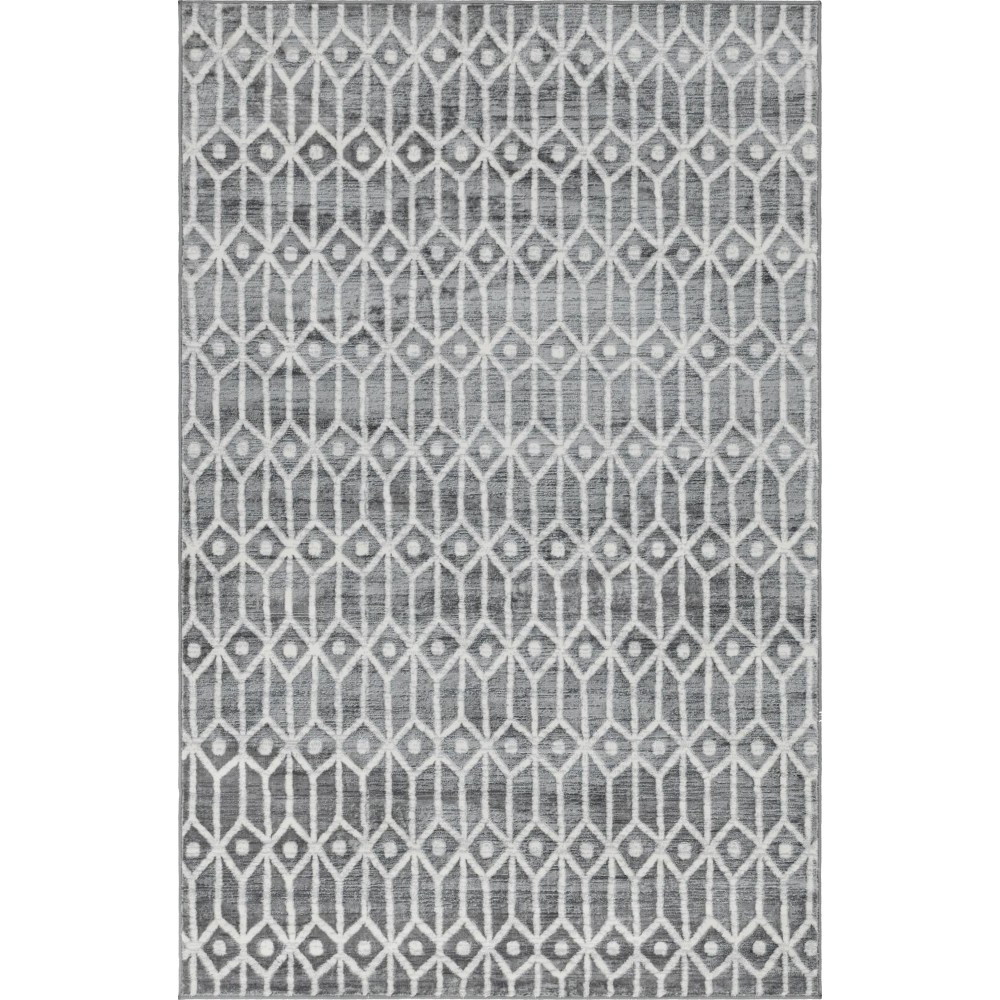 Rug Unique Loom Matrix Trellis Gray Rectangular 5' 0 x 8' 0