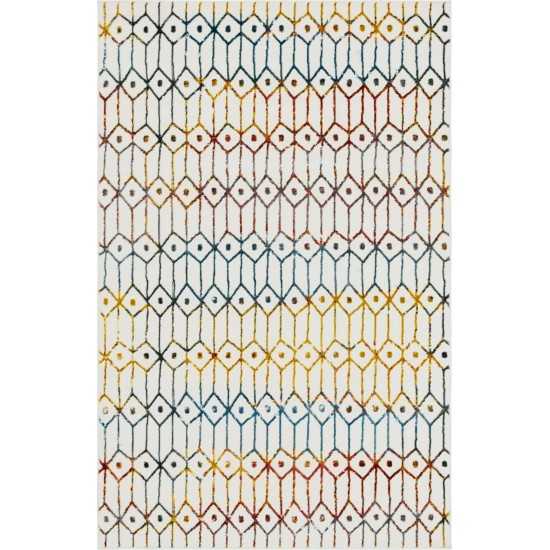 Rug Unique Loom Matrix Trellis Ivory/Blue Rectangular 5' 0 x 8' 0