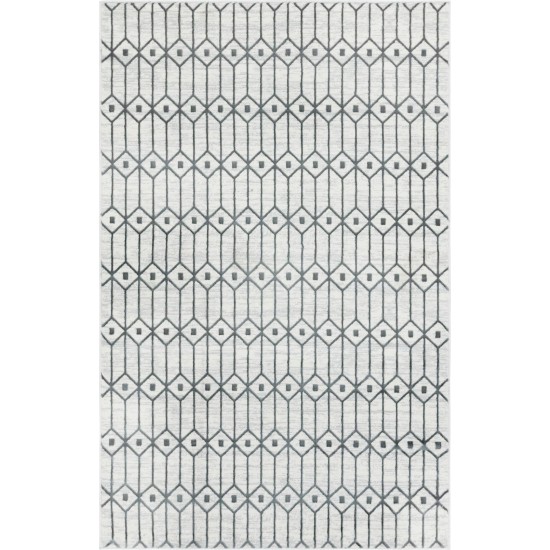 Rug Unique Loom Matrix Trellis Ivory/Gray Rectangular 5' 0 x 8' 0