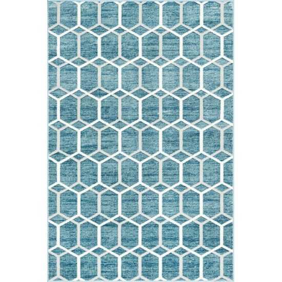 Rug Unique Loom Matrix Trellis Blue Rectangular 6' 0 x 9' 0