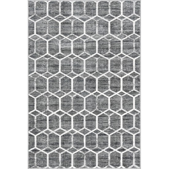 Rug Unique Loom Matrix Trellis Gray Rectangular 6' 0 x 9' 0