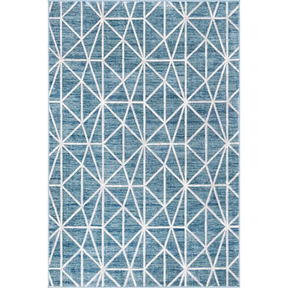 Rug Unique Loom Matrix Trellis Blue Rectangular 6' 0 x 9' 0