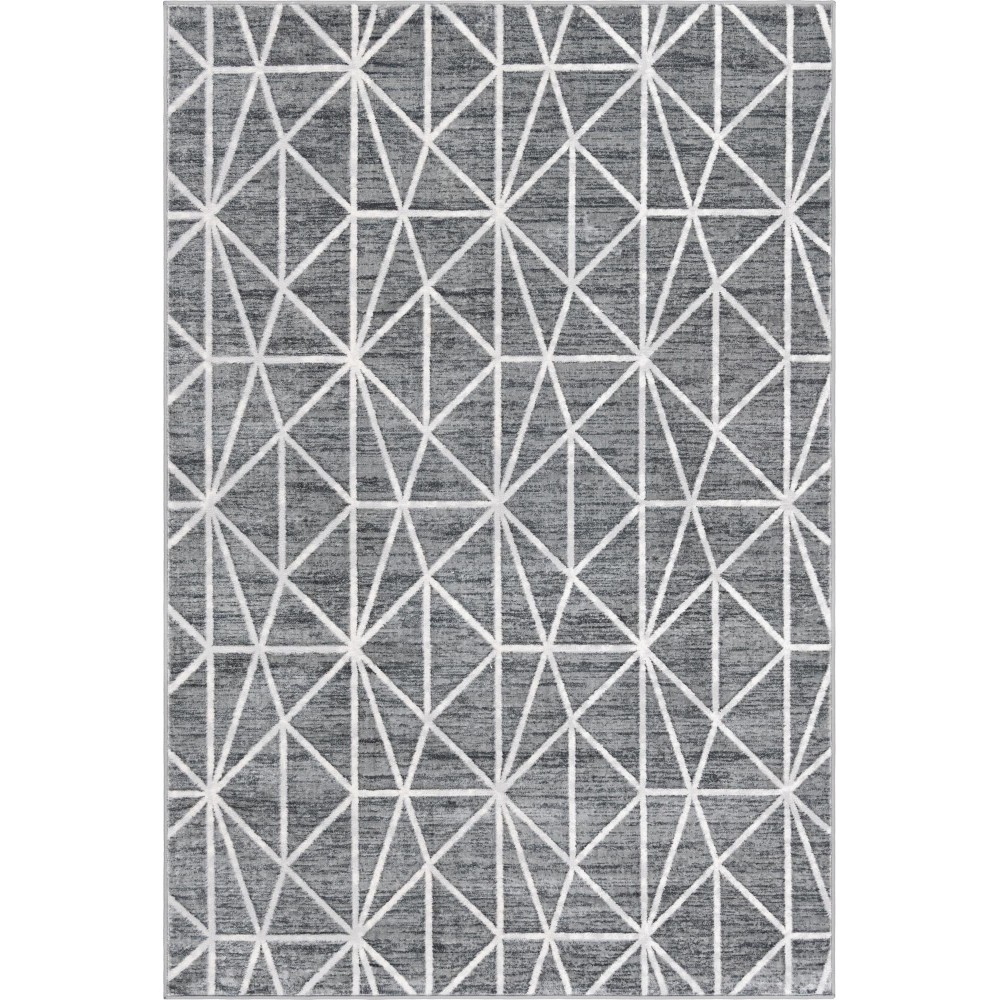 Rug Unique Loom Matrix Trellis Dark Gray Rectangular 6' 0 x 9' 0