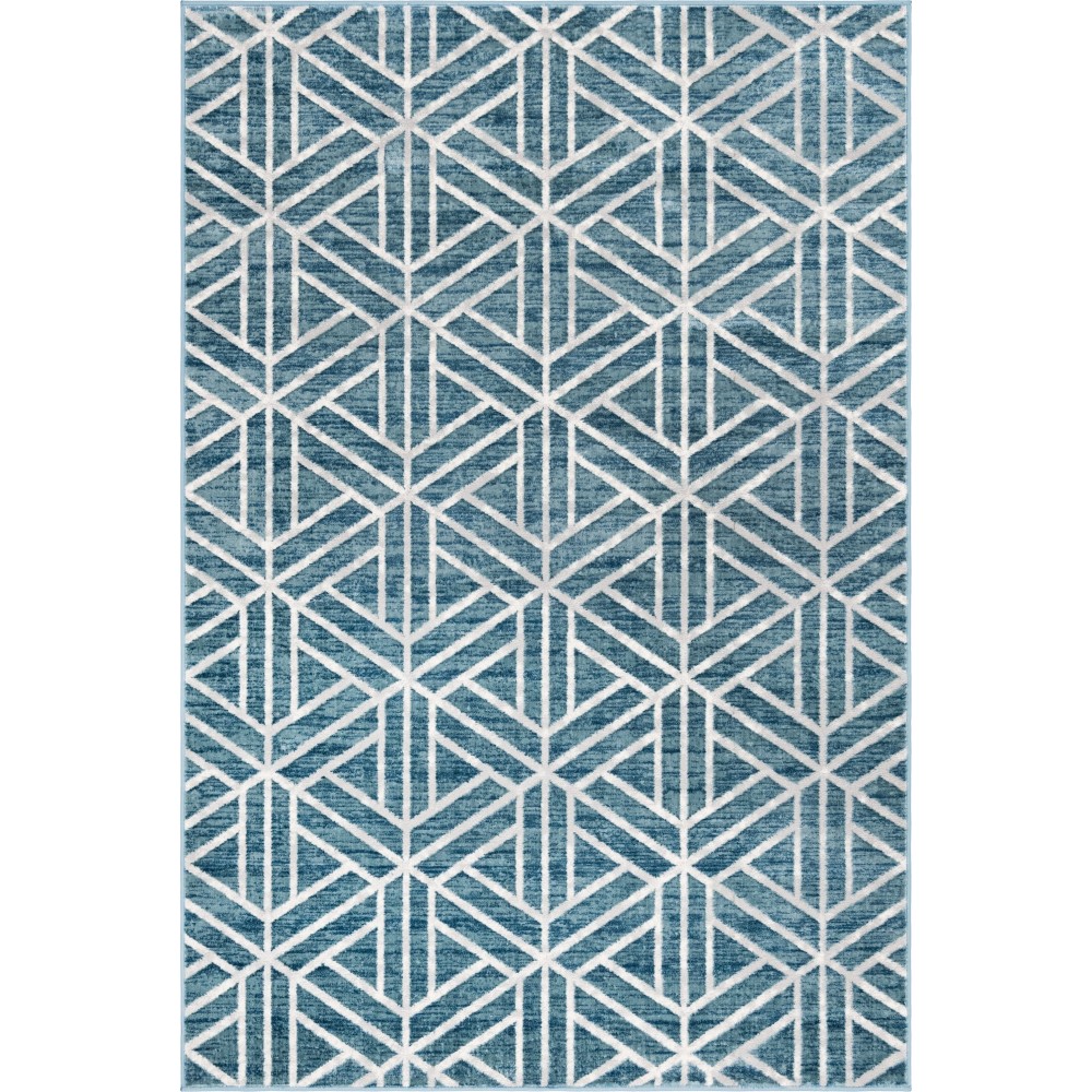 Rug Unique Loom Matrix Trellis Blue Rectangular 6' 0 x 9' 0