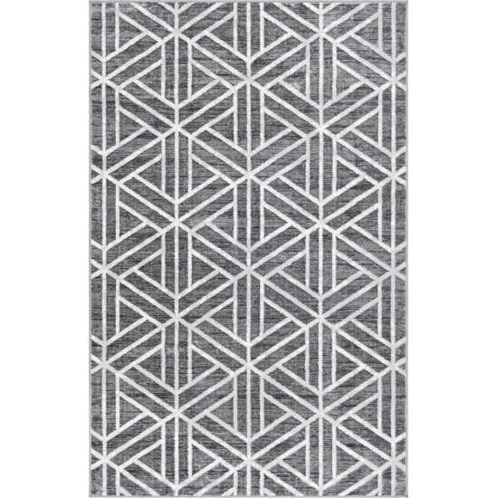 Rug Unique Loom Matrix Trellis Dark Gray Rectangular 6' 0 x 9' 0